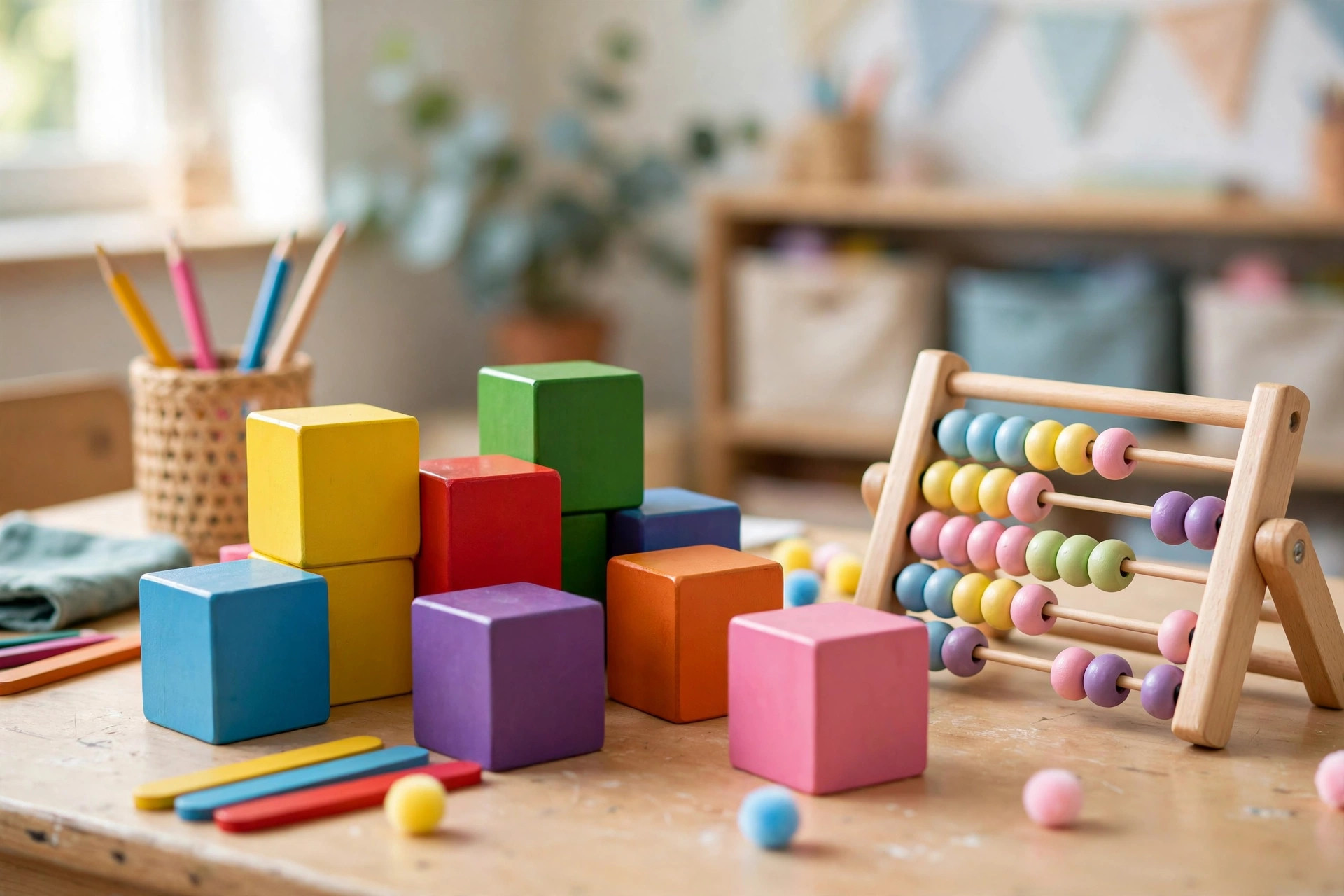 Colorful blocks and abacus