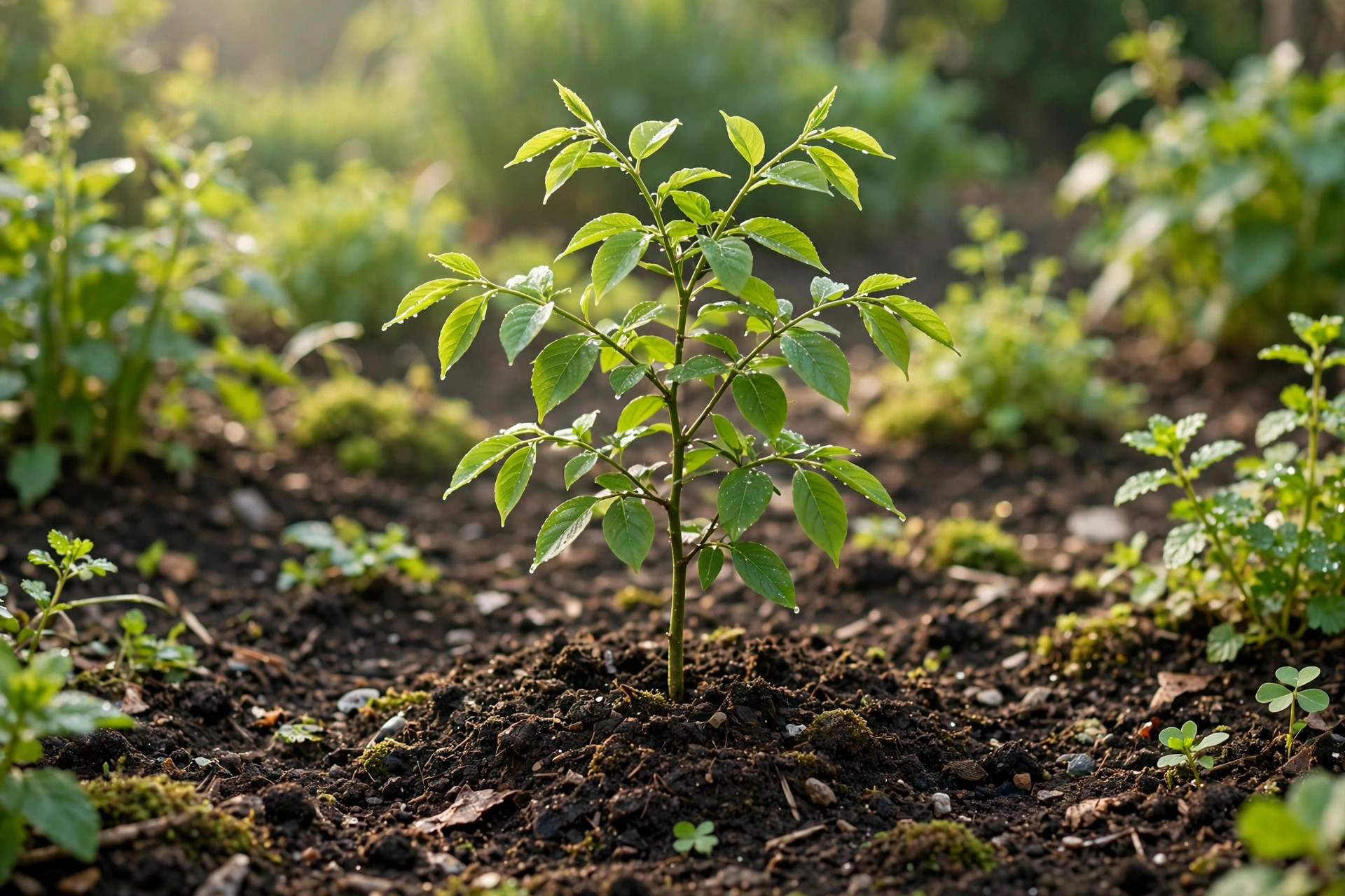 Young tree growing in a garden